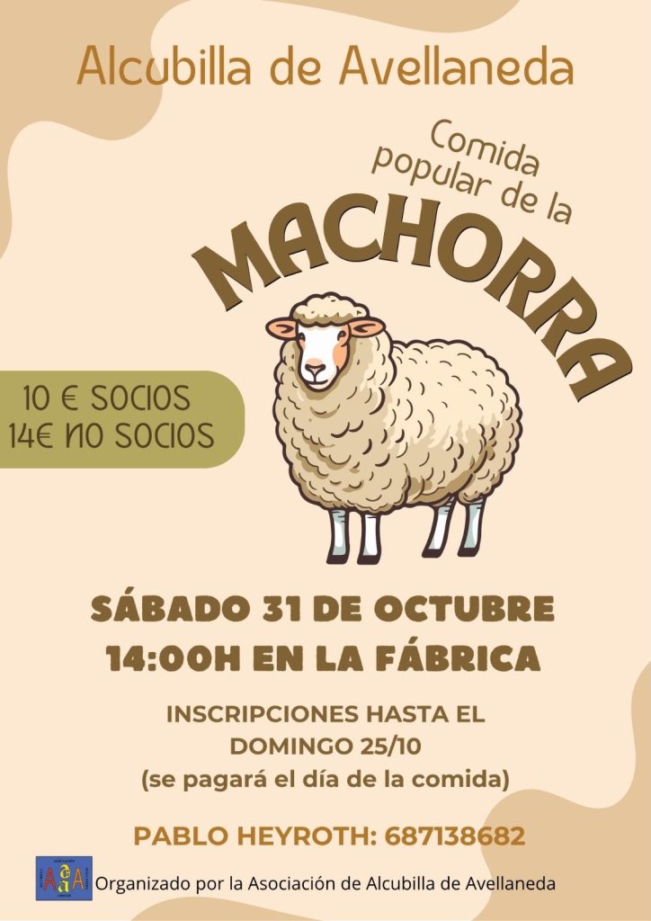 Cartel de la Comida de la Machorra 2026 en Alcubilla de Avellaneda